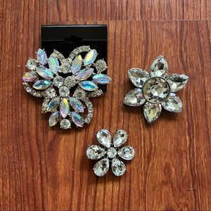 NWT Nasty Gal Rhinestone Brooches (set of 3)